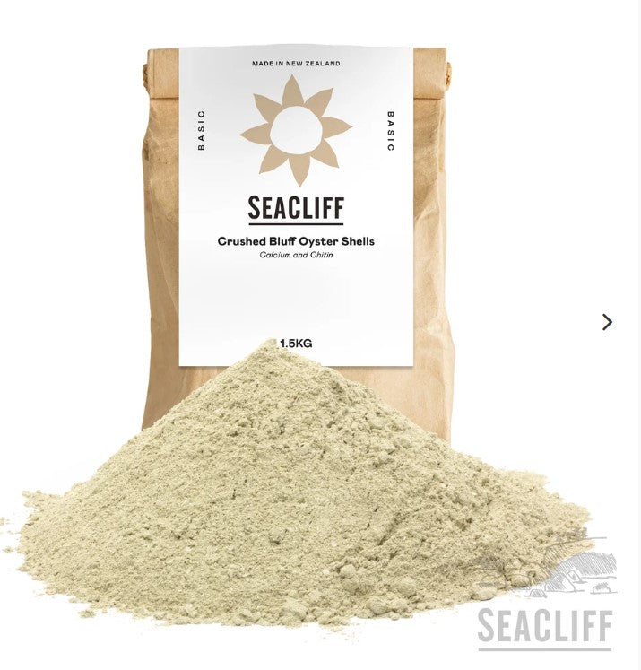 Crushed Bluff Oyster Shells (calcium carbonate + Chitin)
